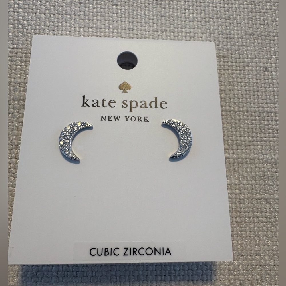 Kate Spade You’re A Gem Glittering Silver Crescent Studs. NEW ☪️